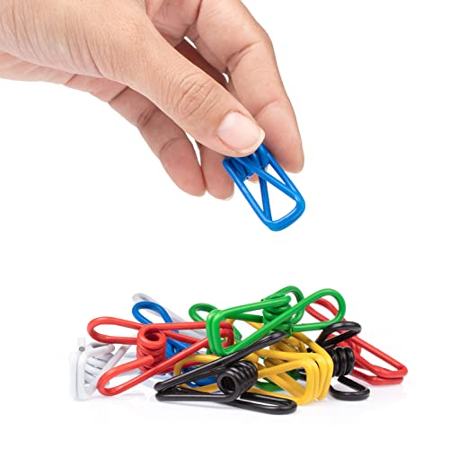 JIANYI Chip Clips, Multi-Color Utility PVC-Coated Clips, Bag Clips for Food Package, Chip Bag, Kitchen, Clothes, Clothespins, Mini Metal Clips for Photos, Pictures, Papers - 16 Pack, 2 Inches
