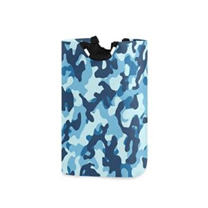 kigai blue camo camouflage laundry basket large collapsible waterproof laundry hamper with handles portable storage basket dirty clothes toys organizer for college dorms, nursery, bathroom