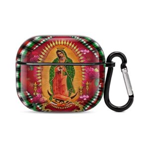 our lady of guadalupe virgin mary for airpods 3 case with keychain for airpods 3rd generation case, shock resistant for airpods 3 case