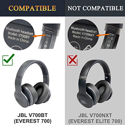 SOULWIT Ear Pads Replacement for JBL Everest 700 (Model: V700BT) Headphones, Earpads Cushions with High-Density Noise Isolation Foam, Softer Protein Leather - Black