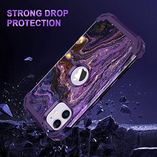 Miqala for iPhone 11 Case with 2 Tempered Glass Screen Protector+ 2 Camera Lens Protector,Three Layer Shockproof Heavy Duty Full Body Protective Case for Apple iPhone 11 6.1 inch.,Purple