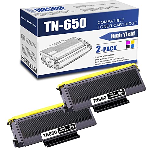 TN650 Compatible TN-650 Black High Yield Toner Cartridge Replacement for Brother TN-650 HL-5240 HL-5250DN MFC-8370 MFC-8460N DCP-8060 Toner.(2 Pack)