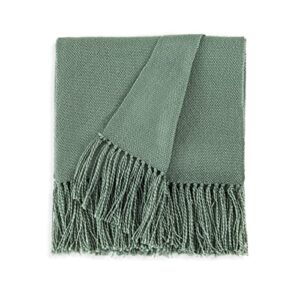 cozecube sage green throw blanket for couch, boho throw blanket with fringe tassel, light fall throw blanket for bed, living room outdoor, gift, sage green, 50"x60"
