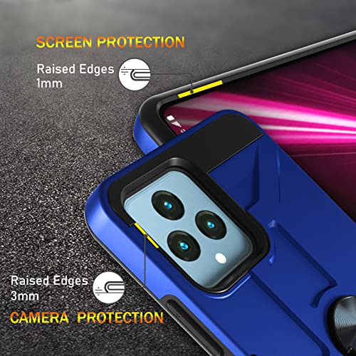 GAMEMIUZ T-Mobile Revvl 6 5G Case, TCL Revvl 6 Case with [3X Tempered Glass Screen Protector], Built-in Ring Kickstand and Magnetic Car Mount Shockproof Dropproof Armor Case for Revvl 6 - Blue