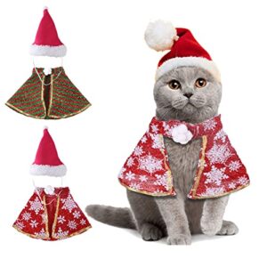 Christmas Dog Clothes for Small Dogs Girl Costume Pet Cat Cape Puppy Xmas Cloak Hat Holiday Party Cosplay Santa Dress Up Apparel for Cats and Small Dogs