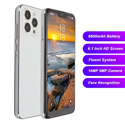 Asixxsix I13 Pro Max,6.1inch Android 11 4GB RAM 32GB ROM MTK6889 Deca Core Dual SIM Unlocked Cell Phone with 6800mAh Battery,8MP 16MP Cmaera,Face ID,WIFI,Bluetooth and FM 1440x3200 HD Unlocked(US)