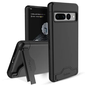 Teelevo Google Pixel 7 Pro Wallet Case - Dual Layer, Card Slot, Kickstand, Black