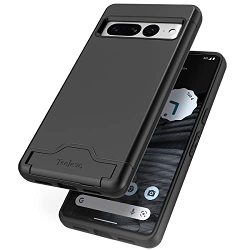 Teelevo Google Pixel 7 Pro Wallet Case - Dual Layer, Card Slot, Kickstand, Black