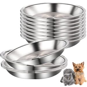 12 pcs stainless steel cat bowls shallow cat food bowls metal food and water dish for small dogs and cats