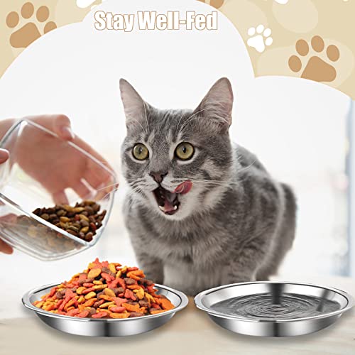 12 Pcs Stainless Steel Cat Bowls Shallow Cat Food Bowls Metal Food and Water Dish for Small Dogs and Cats