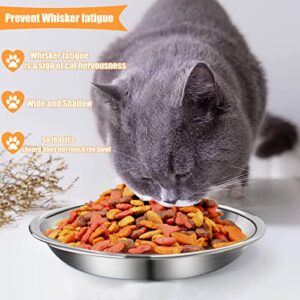 12 Pcs Stainless Steel Cat Bowls Shallow Cat Food Bowls Metal Food and Water Dish for Small Dogs and Cats