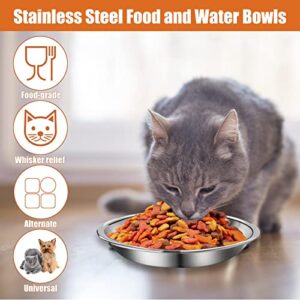 12 Pcs Stainless Steel Cat Bowls Shallow Cat Food Bowls Metal Food and Water Dish for Small Dogs and Cats