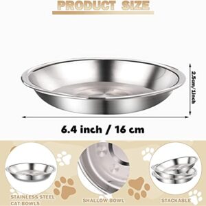 12 Pcs Stainless Steel Cat Bowls Shallow Cat Food Bowls Metal Food and Water Dish for Small Dogs and Cats