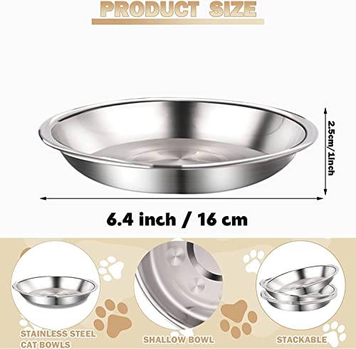 12 Pcs Stainless Steel Cat Bowls Shallow Cat Food Bowls Metal Food and Water Dish for Small Dogs and Cats