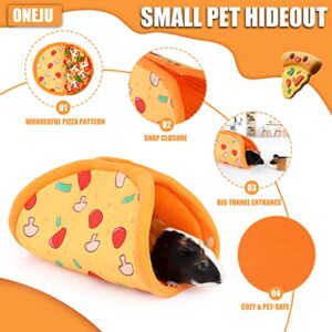 ONEJU Guinea Pig Hideout, Guinea Pig Tunnel, Rabbit Tunnel, Bunny Hideout, Guinea Pig Cage Accessories for Guinea Pig, Bunny, Hamster, Chinchilla, Ferry, Rabbit and Other Small Pets - Pizza Pattern