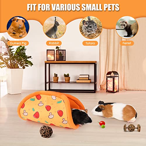 ONEJU Guinea Pig Hideout, Guinea Pig Tunnel, Rabbit Tunnel, Bunny Hideout, Guinea Pig Cage Accessories for Guinea Pig, Bunny, Hamster, Chinchilla, Ferry, Rabbit and Other Small Pets - Pizza Pattern