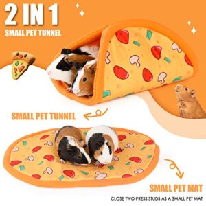 ONEJU Guinea Pig Hideout, Guinea Pig Tunnel, Rabbit Tunnel, Bunny Hideout, Guinea Pig Cage Accessories for Guinea Pig, Bunny, Hamster, Chinchilla, Ferry, Rabbit and Other Small Pets - Pizza Pattern