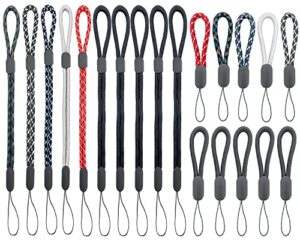 20 pcs hand wrist strap lanyard and small finger lanyard strap, 2 types adjustable colorful nylon hand wrist straps and finger strap for mobile phone camera keys usb flash drives keychain wallet badge