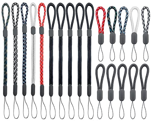 20 Pcs Hand Wrist Strap Lanyard and Small Finger Lanyard Strap, 2 Types Adjustable Colorful Nylon Hand Wrist Straps and Finger Strap for Mobile Phone Camera Keys USB Flash Drives Keychain Wallet Badge