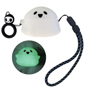 cute airpods pro 2 case, cute ghost case for airpods pro 2nd generation case cover 2022, cute cool 3d cartoon funny airpods pro 2 case with keychain+lanyard for men women kids teens (luminous ghost)