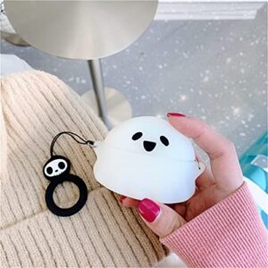 Cute Airpods Pro 2 Case, Cute Ghost Case for AirPods Pro 2nd Generation Case Cover 2022, Cute Cool 3D Cartoon Funny AirPods Pro 2 Case with Keychain+Lanyard for Men Women Kids Teens (Luminous Ghost)