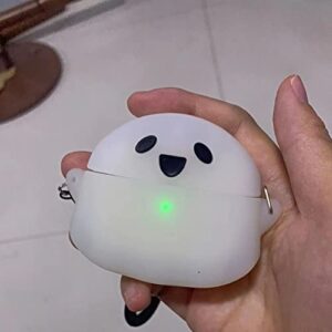 Cute Airpods Pro 2 Case, Cute Ghost Case for AirPods Pro 2nd Generation Case Cover 2022, Cute Cool 3D Cartoon Funny AirPods Pro 2 Case with Keychain+Lanyard for Men Women Kids Teens (Luminous Ghost)