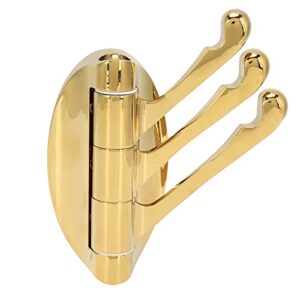 AXNOGAVH Swivel Towel Hook, Zinc Alloy Clothes Hanger with Triple Hooks for Office Bathroom Bedroom Kitchen (Gold)