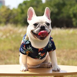 Pet Summer T Shirts Hawaii Style Floral Dog Shirt Hawaiian Printed Pet T Shirts Breathable Cool Clothes Beach Seaside Puppy Shirt Dog Sweaters for Small Dogs Boy Under 10