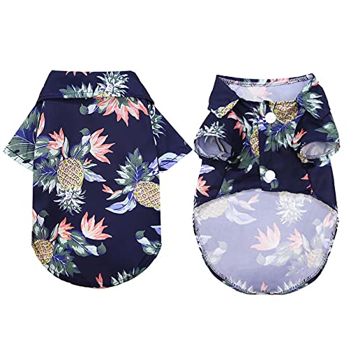 Pet Summer T Shirts Hawaii Style Floral Dog Shirt Hawaiian Printed Pet T Shirts Breathable Cool Clothes Beach Seaside Puppy Shirt Dog Sweaters for Small Dogs Boy Under 10