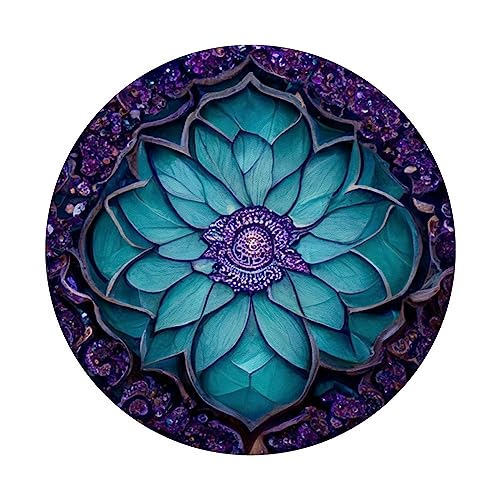 Teal Purple Mandala Pattern PopSockets Standard PopGrip
