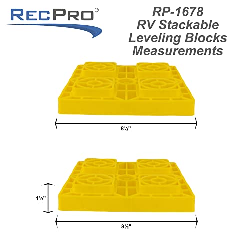 RecPro RV Leveling Blocks Stackable 10 Piece | Compatible with Single Wheels, Double Wheels, Hydraulic Jacks, Tongue Jacks and More