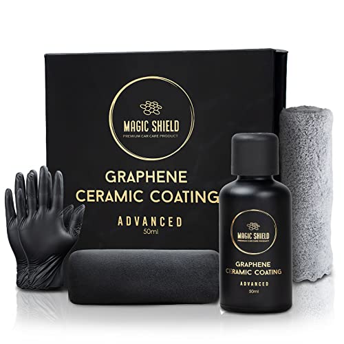 Magic Shield Graphene Ceramic Coating Advance- Advanced Nano-Technology | 5+ Year Guarantee | Anti-Scratch | High Gloss | Superior Hydrophobicity | Ideal for Motorcycle, Marine, and RV | (50ML)