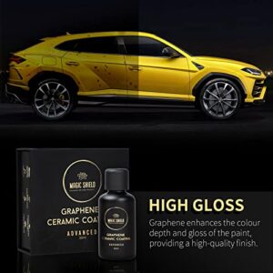 Magic Shield Graphene Ceramic Coating Advance- Advanced Nano-Technology | 5+ Year Guarantee | Anti-Scratch | High Gloss | Superior Hydrophobicity | Ideal for Motorcycle, Marine, and RV | (50ML)