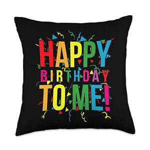 its my birthday awesome happy birthday apparel happy birthday party t-shirt for kids, adults throw pillow, 18x18, multicolor