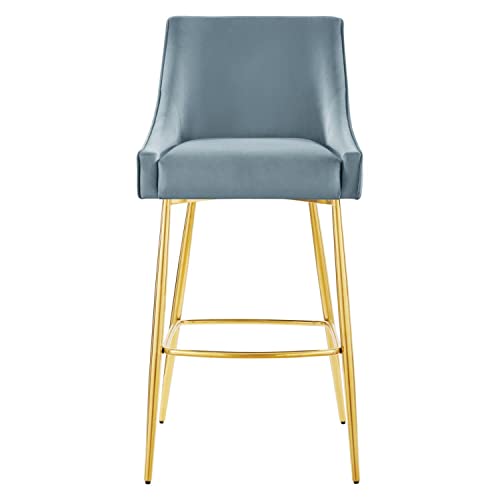 Modway Discern Performance Velvet Bar Stool with Light Blue Finish EEI-5473-LBU