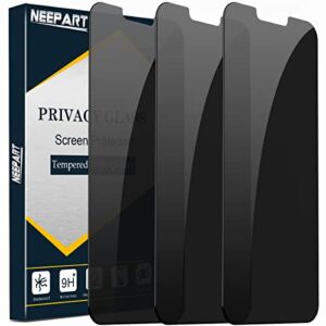 neepart 3 pack privacy screen protector for iphone 14/ iphone 13/ iphone 13 pro [6.1 inch], anti spy private tempered glass film, 9h hardness surface, anti-scratch, case friendly, bubble free