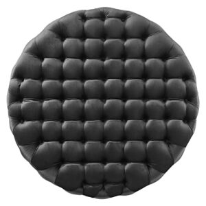 Modway Amour Modern Button Tufted Round Velvet Ottoman in Black