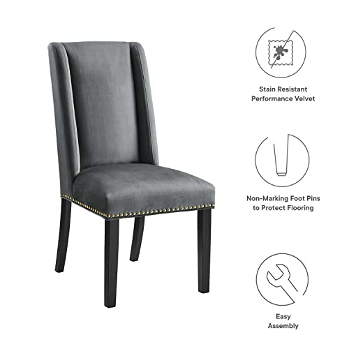 Modway Baron Performance Velvet Set of 2 Dining Chairs with Gray EEI-5012-GRY