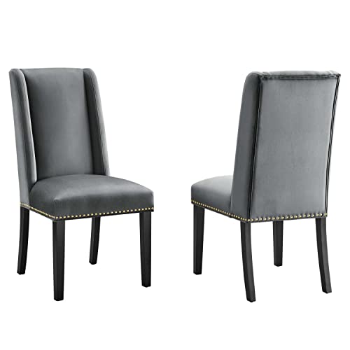 Modway Baron Performance Velvet Set of 2 Dining Chairs with Gray EEI-5012-GRY