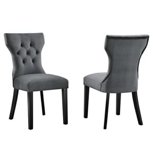 modway silhouette velvet set of 2 dining chairs with gray finish eei-5014-gry