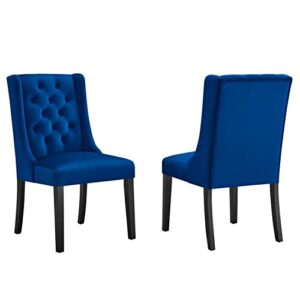modway baronet velvet set of 2 dining chairs with navy finish eei-5013-nav