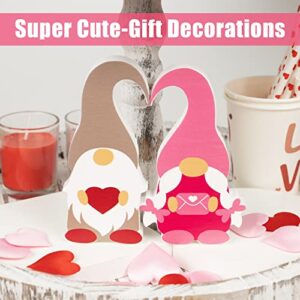 Valentines Day Decor-8PCS Valentines Day Decorations for The Home-Wooden Sign,Cute Gnome,Love Heart Blocks for Farmhouse Tiered Tray Decor and Table Decor