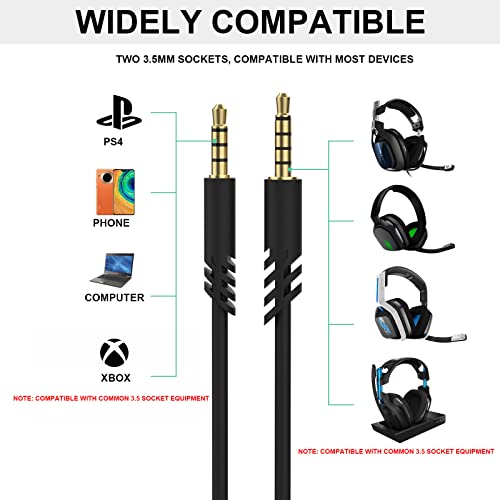 Sqrgreat Hizsoaor Replacement A40 Audio Cable with Inline Mute for Astro A10 A40TR A40 Gaming Headphones, Fit for PS4/PS5, Xbox one, PC, 6.5Ft/2