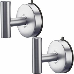 dgyb large suction cup hooks for shower set of 2 brushed nickel towel hooks for bathrooms stainless steel suction shower hooks for inside shower 15 lb removable wall hooks for hanging heavy duty