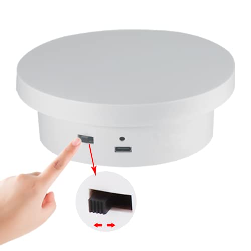 ComXim Rotating Display Stand Turntable 5.1in Diameter Load-bearing 11.02lb Type-C Power Supply for Photography Product, 3D Scanning, Display Shoes (13cm White)