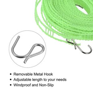 uxcell Portable Clothesline, 9.84ft/16.4ft Nylon Windproof Non-Slip Washing Line Rope for Courtyard Outdoor Travel Camping Laundry Drying, Green/Pink