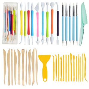 langqun 41pcs plastic polymer clay art tools set for kids adults,knives pottery tools,ceramic supplies for engraving, embossing, shaping,sculpting,modeling
