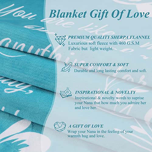 Best Nana Ever Blanket Gift for Nana - Wonderful Blankets for Granny with Thick Double Layered Fleece and Sherpa Blanket Fabric | Wholesome I Love You Nana Gifts from grandchildren Teal 50x60