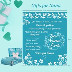 Best Nana Ever Blanket Gift for Nana - Wonderful Blankets for Granny with Thick Double Layered Fleece and Sherpa Blanket Fabric | Wholesome I Love You Nana Gifts from grandchildren Teal 50x60