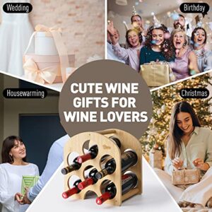 Piopro Countertop Wine Rack, 6 Wine Bottle Holder, Portable Wine Holder Stand, Small Wine Rack, Wooden Wine Storage, Wine Organizer for Cabinet, Table Top